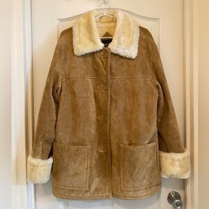 Vintage Dennis Basso real suede coat with faux fur lining Women’s M